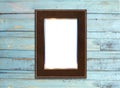 Vintage picture frame blue wood background Royalty Free Stock Photo