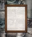 Vintage picture frame on collage jeans