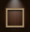 Vintage picture frame on wooden wall Royalty Free Stock Photo