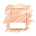 Vintage picture memory card on peach fuzz color brush strokes. Abstract background for flier, poster