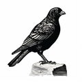 Vintage Pigeon Engraving Dark Academia Halloween Clipart