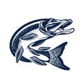 Vintage Pike Fish Logo. Vector Fishing Illustration.