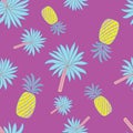 Vintage Pineapples And Palm Trees Seamless Patter Royalty Free Stock Photo
