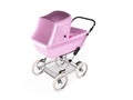 Vintage pink color design baby stroller. 3d render Royalty Free Stock Photo