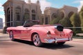 vintage pink convertible car illustration generative ai