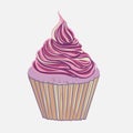 Vintage pink hand drawing cupcake