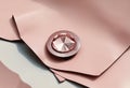 Vintage pink leather background with crystal button Royalty Free Stock Photo