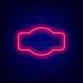 Vintage pink neon frame on brick wall. Retro framing. Empty border. Copy space. Editable stroke. Vector illustration