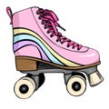 vintage pink roller skate sketch Royalty Free Stock Photo