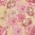 Vintage pink roses pattern