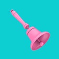 Vintage Pink School Bell in Duotone Style. 3d Rendering