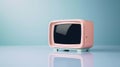 Vintage pink television on a serene blue background, symbolizing retro tech nostalgia