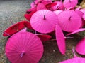 Vintage pink umbrellas, Handmade umbrella from Chiangmai Thailand Royalty Free Stock Photo