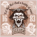 Vintage Pirate Labels or Design Elements With Retro Textures.