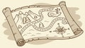 Vintage Pirate Map Vector Illustration on Aged Parchment Scroll, vector design Generative AI Royalty Free Stock Photo