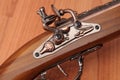 Vintage pistols on wooden background Royalty Free Stock Photo