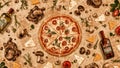 Vintage Pizza Ingredients Flat Lay Pattern Royalty Free Stock Photo