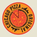 Vintage Pizza stamp or tag with text Chicago Pizza Royalty Free Stock Photo