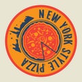 Vintage Pizza stamp or tag with text New York Style Pizza Royalty Free Stock Photo