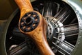 Vintage plane - engine and wooden propeller.