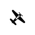 Vintage Plane, Retro Biplane, Old Airplane. Flat Vector Icon illustration. Simple black symbol on white background. Plane Retro