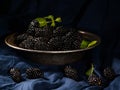 Vintage plate with blackberries