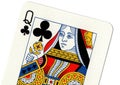 Vintage playing card showing a close up of the queen of clubs. Royalty Free Stock Photo
