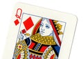 Vintage playing card showing a close up of the queen of diamonds. Royalty Free Stock Photo