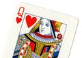 Vintage playing card showing a close up of the queen of hearts. Royalty Free Stock Photo