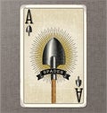 Vintage playing card vector illustration of the ace of spades