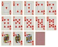Vintage Playing cards of Hearts suit isolated Royalty Free Stock Photo