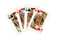 Vintage playing cards showing four jacks. Royalty Free Stock Photo