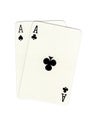 Playing cards showing a pair of black aces.