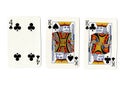 Vintage playing cards showing a pair of kings and a four. Royalty Free Stock Photo