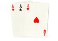 Vintage playing cards showing three aces. Royalty Free Stock Photo