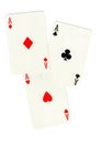 Playing cards showing three aces. Royalty Free Stock Photo