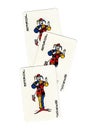 Vintage playing cards showing three jokers.