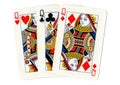 Playing cards showing three queens. Royalty Free Stock Photo