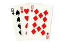 Vintage playing cards showing three tens. Royalty Free Stock Photo
