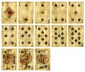 Vintage Playing cards of Spades suit, isolated on white Royalty Free Stock Photo