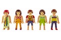 Vintage Playmobil puppets with flower power clothing isolated on Royalty Free Stock Photo