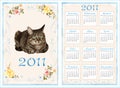 Vintage pocket calendar 2011. 70 x105 mm Royalty Free Stock Photo