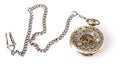 Vintage pocket watch with a chain on a white background Royalty Free Stock Photo