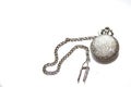 Vintage pocket watch with a chain on white isolated background Royalty Free Stock Photo