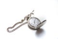 Vintage pocket watch with a chain on white isolated background Royalty Free Stock Photo