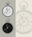 Vintage pocket watch - clock vector illustration