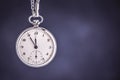 Vintage Pocket Watch on Dark Background. Deadline and Time Management Concept. Royalty Free Stock Photo