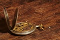 Vintage pocket watch showing clockworks Royalty Free Stock Photo