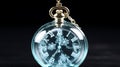 Vintage pocket watch with snowflakes on a black background. Royalty Free Stock Photo