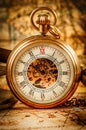 Vintage pocket watch Vintage Antique . Royalty Free Stock Photo